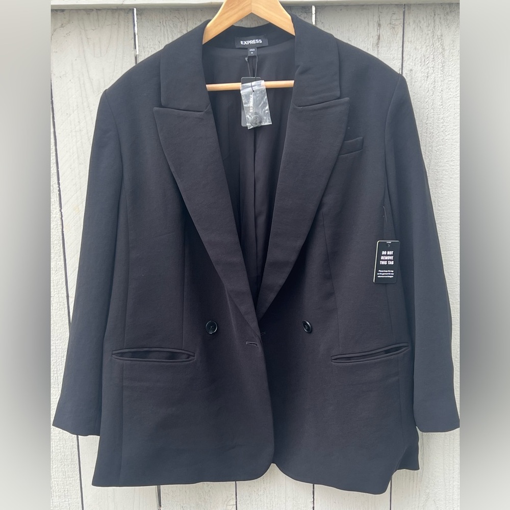 Express Elegant Oversized Black Blazer Jacket Women Sz M